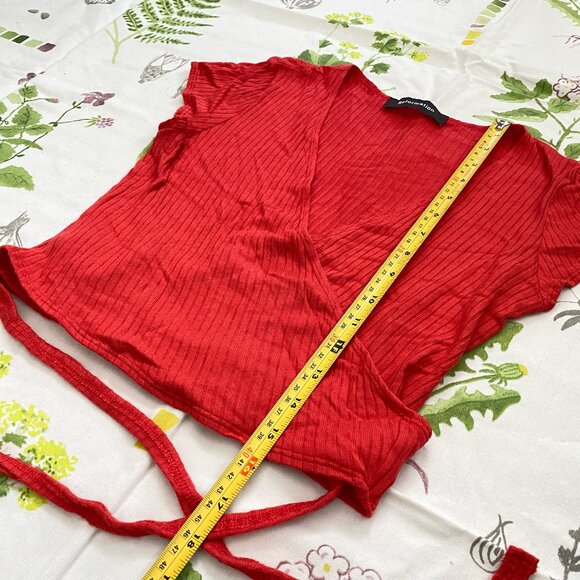 Reformation Flora Cherry Red Ribbed Knit Crop Top Size XS - Picture 7 of 7